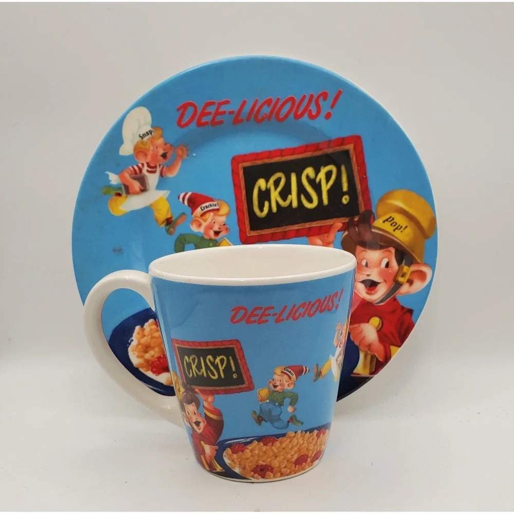 Vintage Kellogg's Rice Crispies Mug and Plate Set‎ Snap Crackle Pop